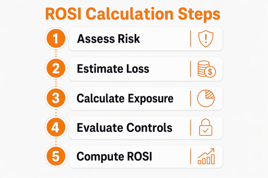 Infographic outlining five steps of ROSI calculation
