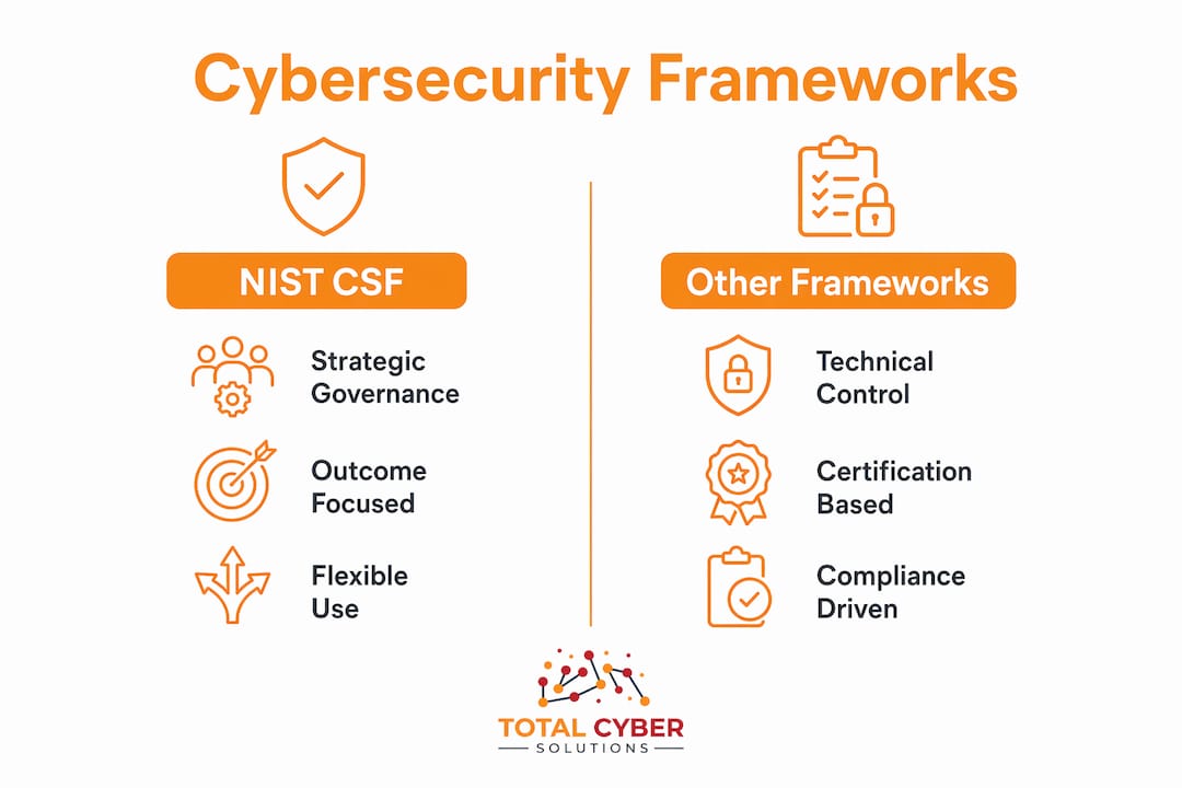 Comparison infographic of NIST CSF and other frameworks