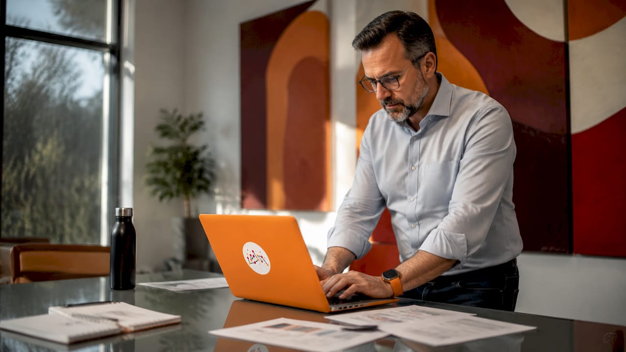 Professional working on cybersecurity governance documents