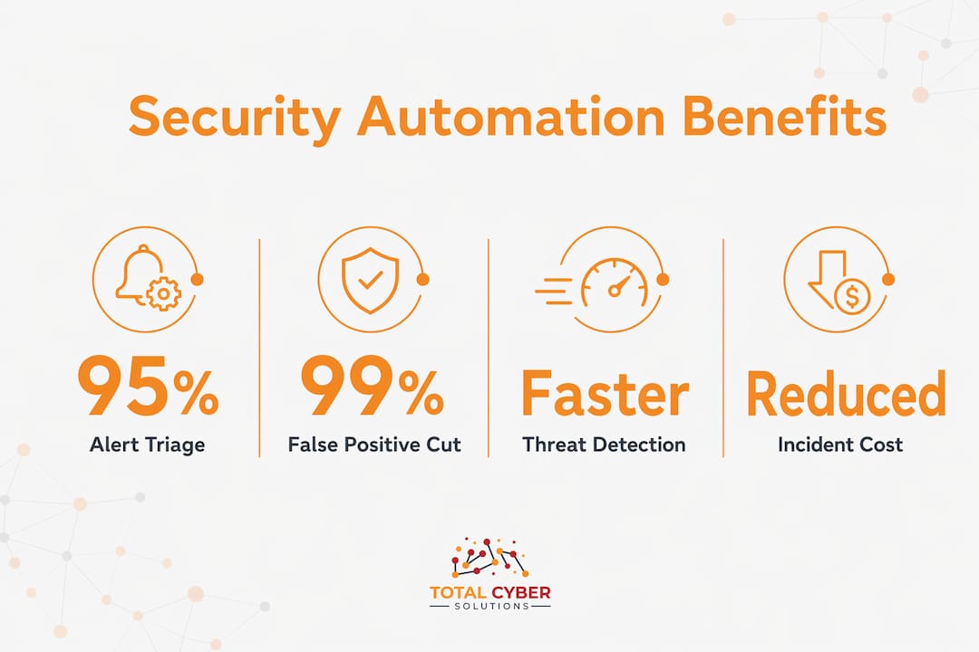 Infographic showing key benefits of security automation