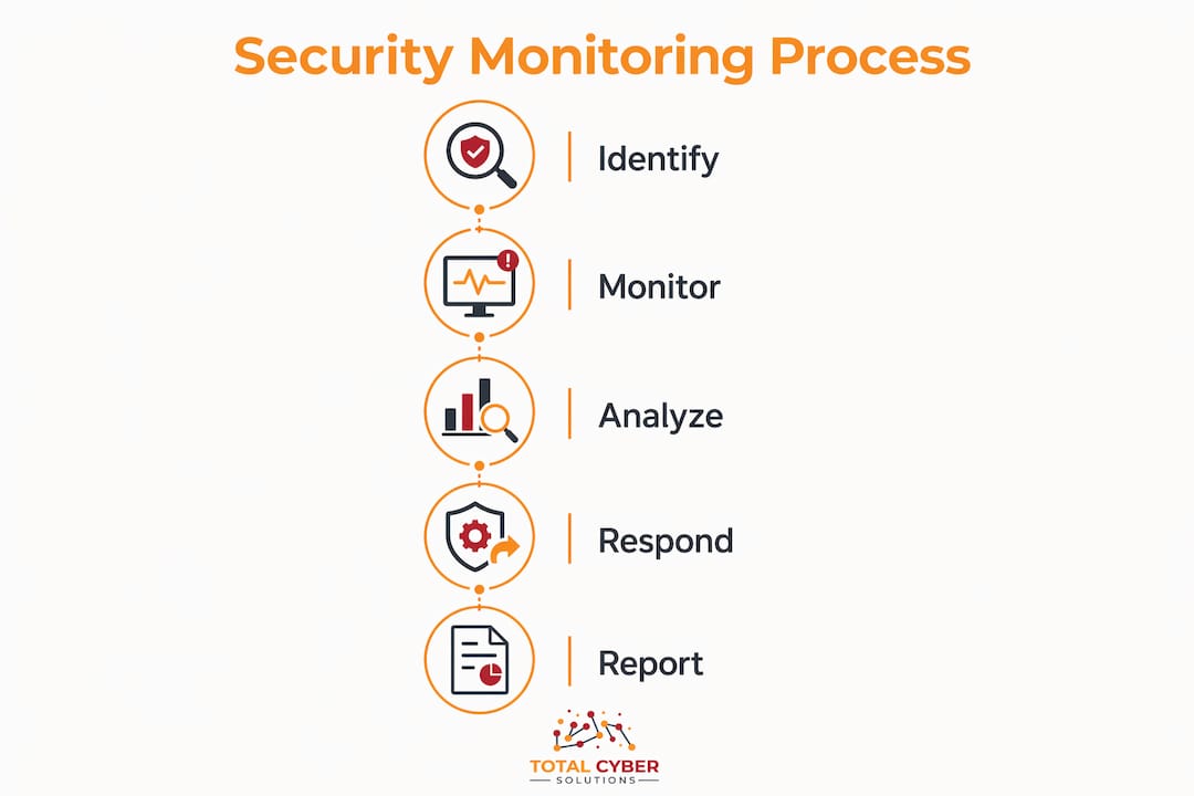 Infographic illustrating continuous security monitoring steps
