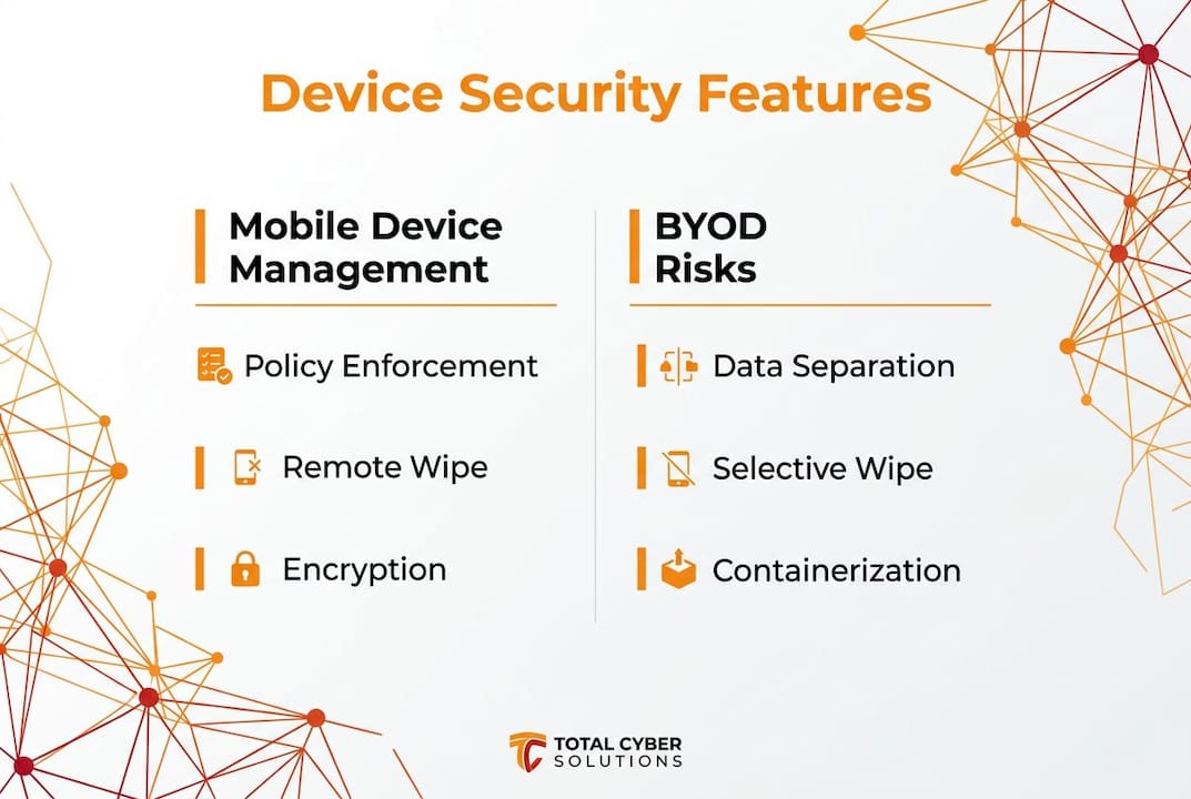 Infographic comparing mobile device management and BYOD risks