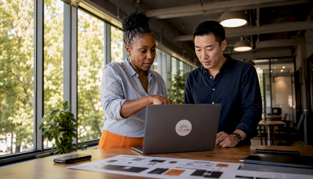 Colleagues discussing multi-factor authentication setup