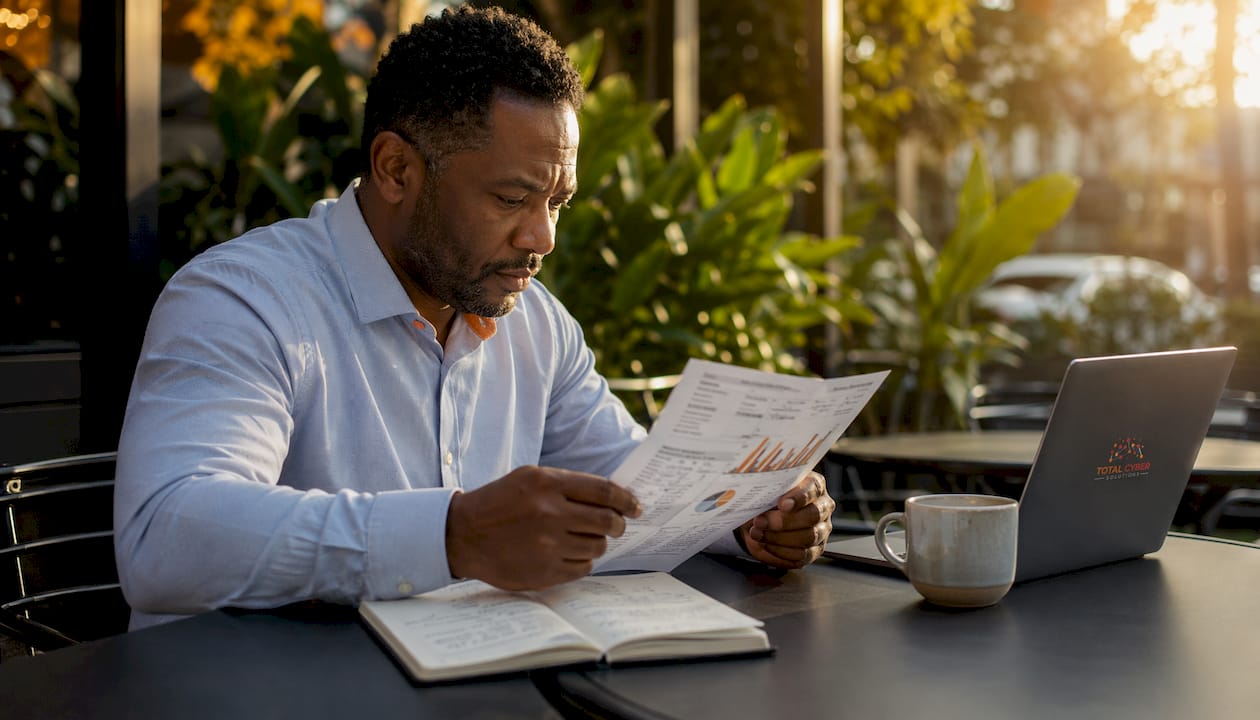 Man reviewing data breach incident report