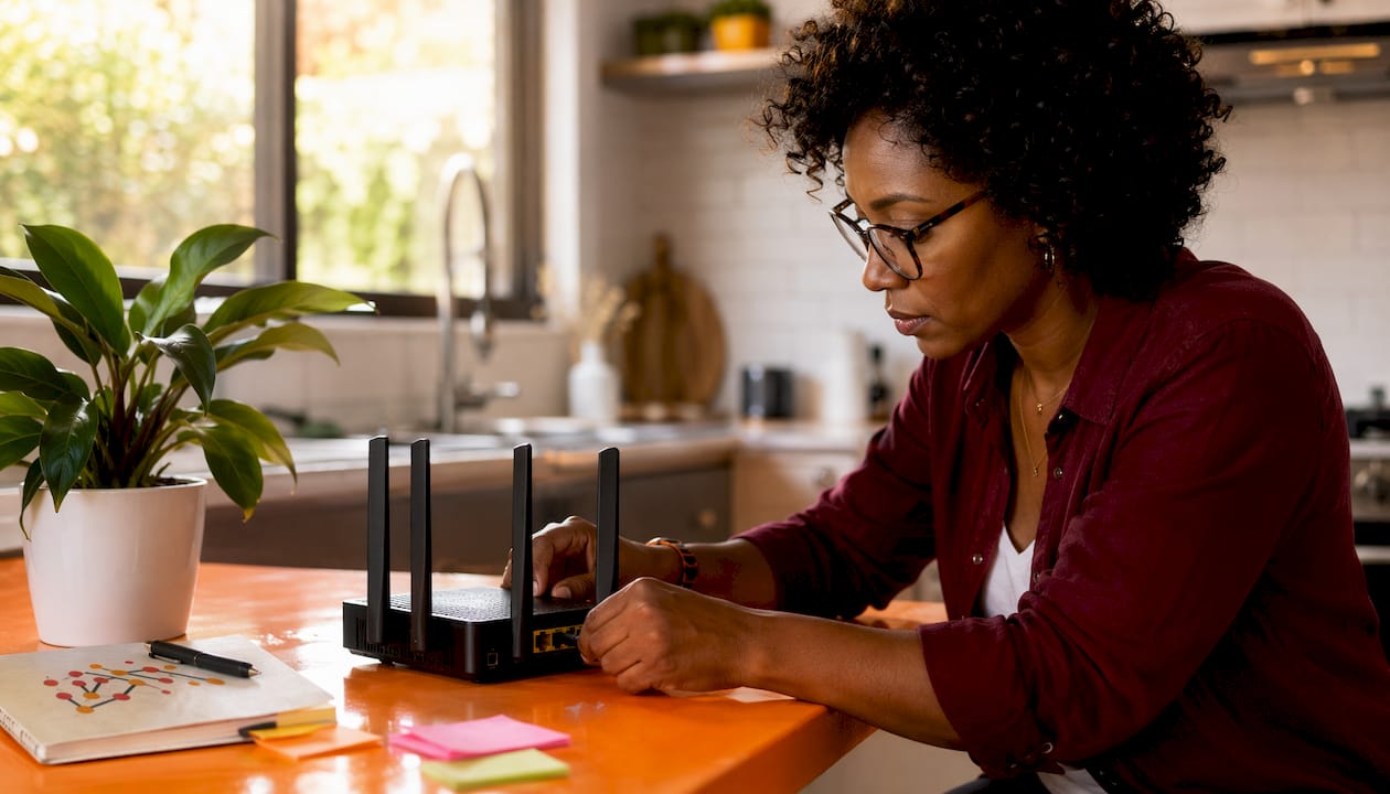 IT professional configuring home Wi-Fi router