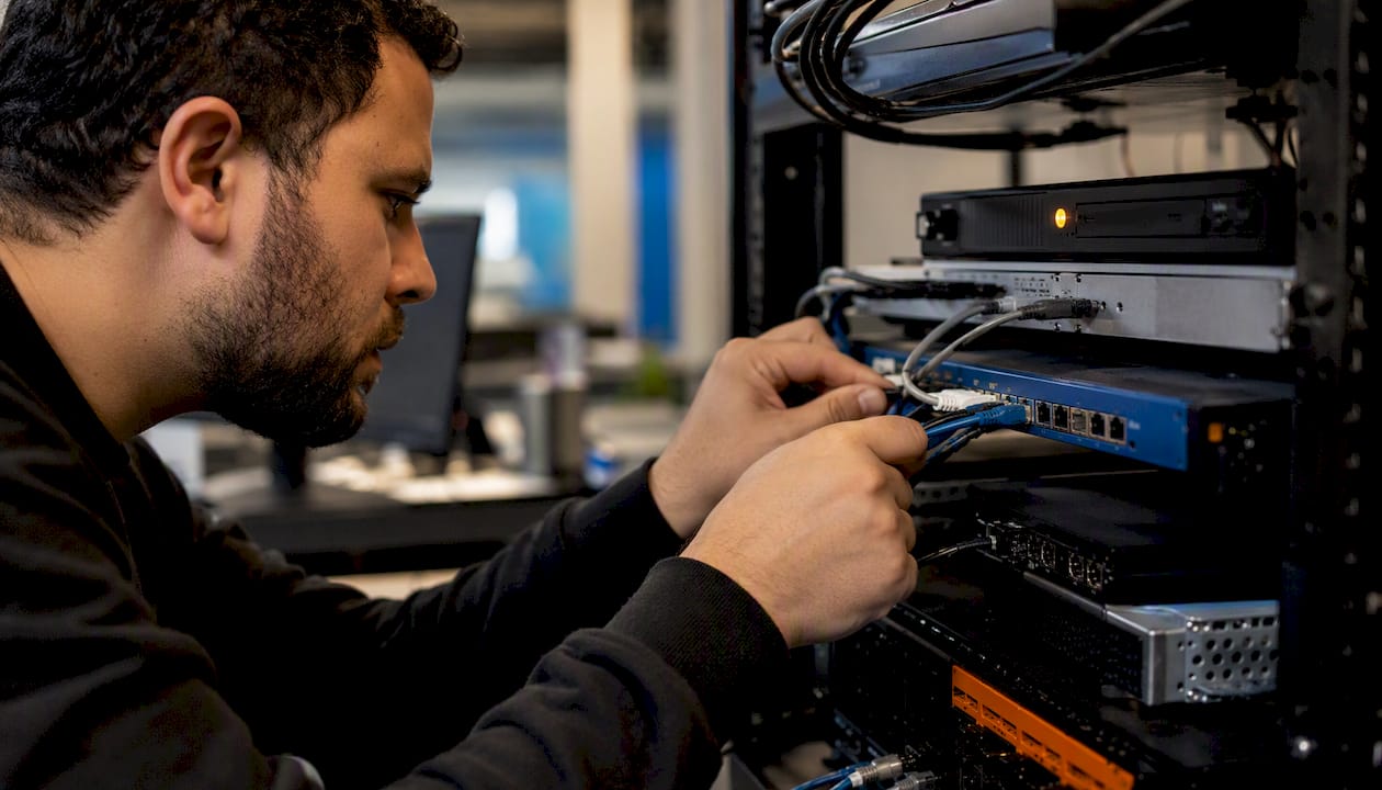 Hands manipulating penetration testing hardware