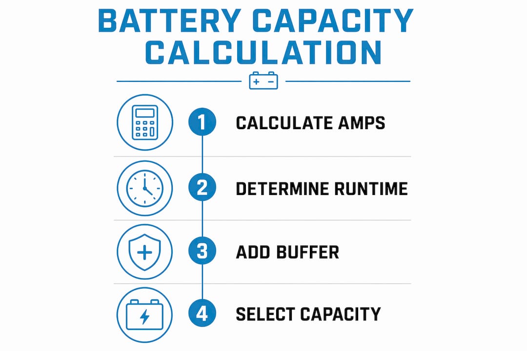 Infographic on steps to calculate battery capacity