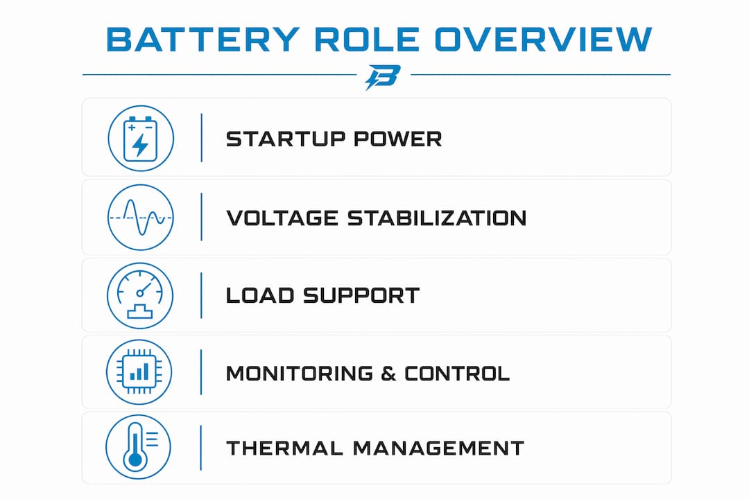 Infographic illustrating battery's role in engine management
