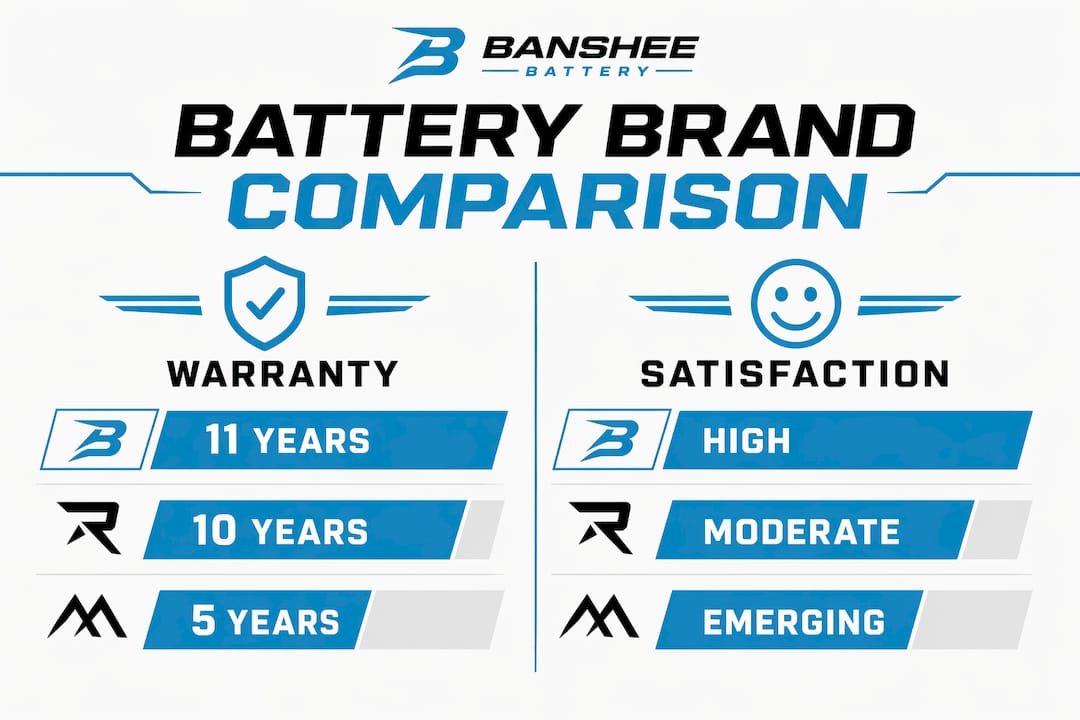 Infographic comparing marine lithium battery brands