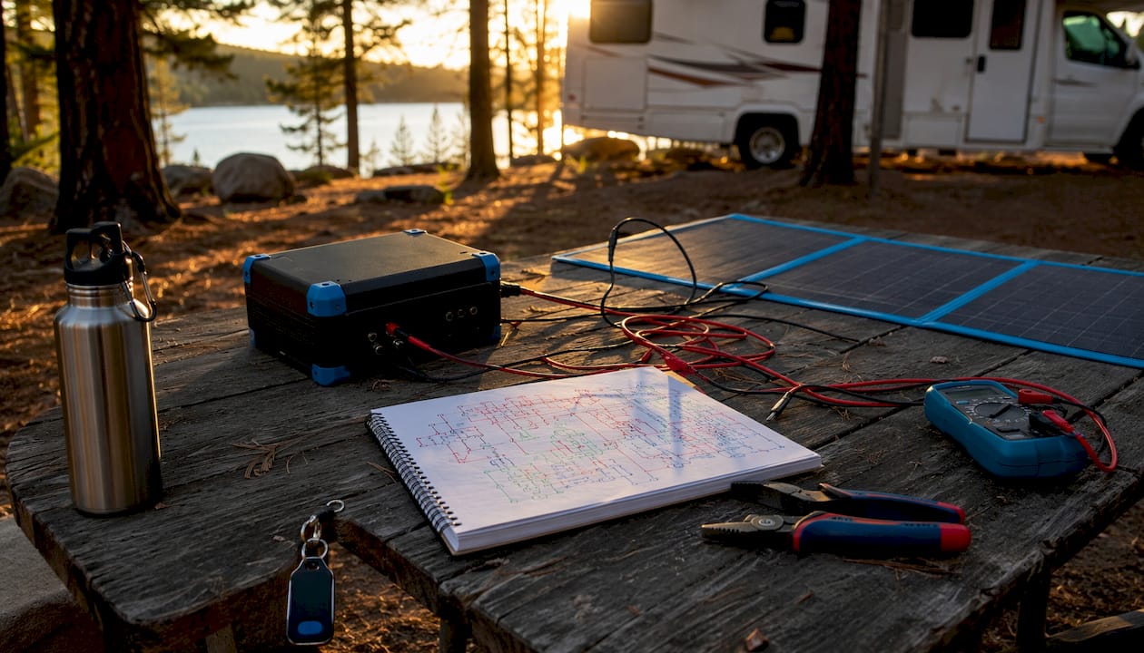 Hybrid RV battery charger and solar controller setup