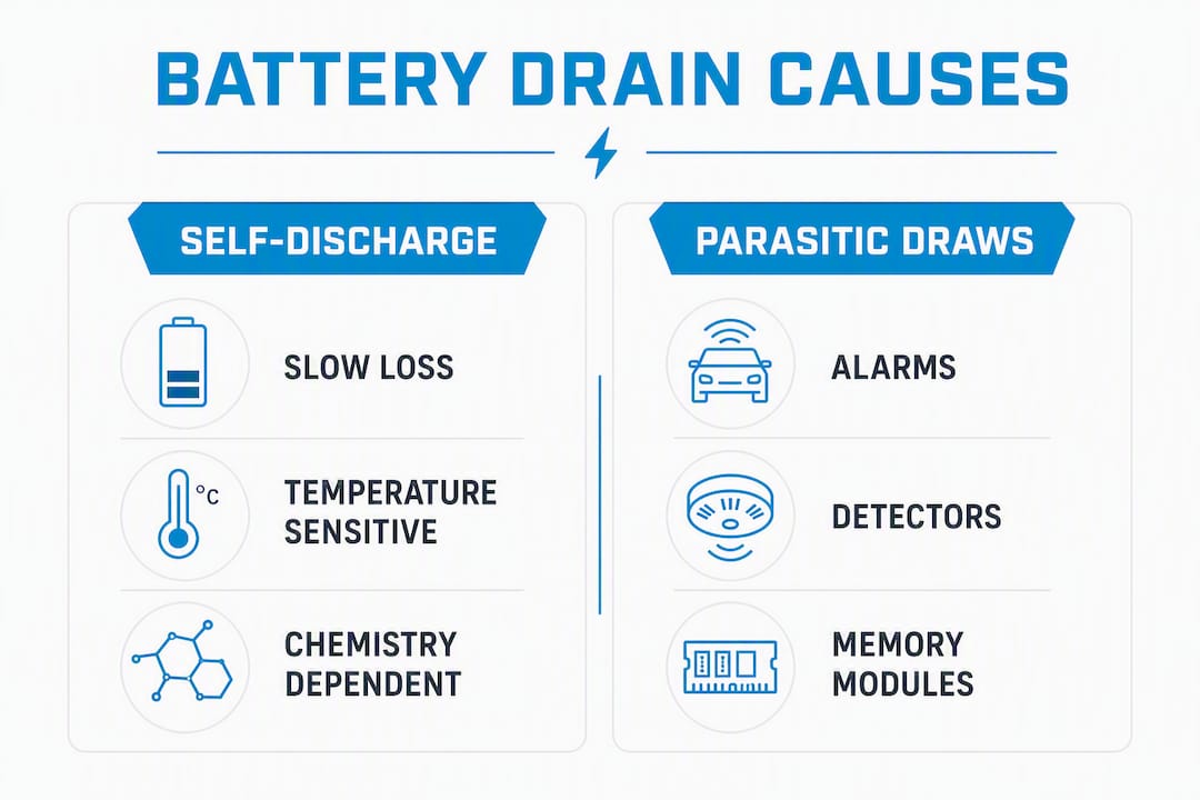 Infographic comparing battery drain causes