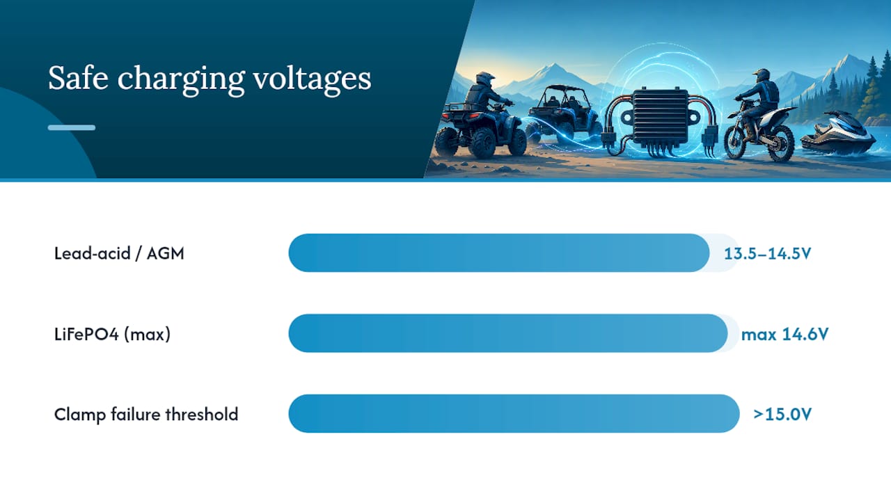 Comparison diagram of regulator types and battery charging voltages