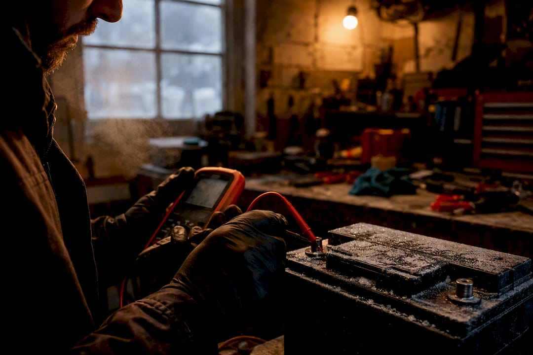 Measuring battery voltage in cold garage