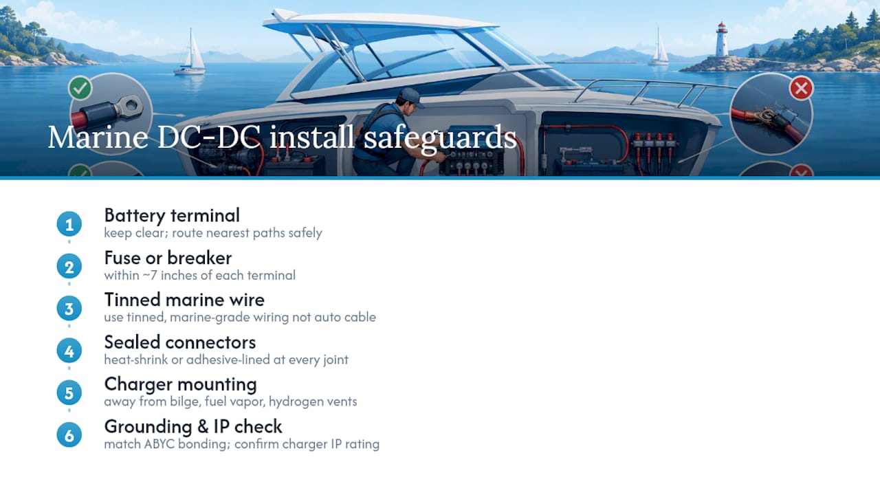 Marine DC wiring safety components