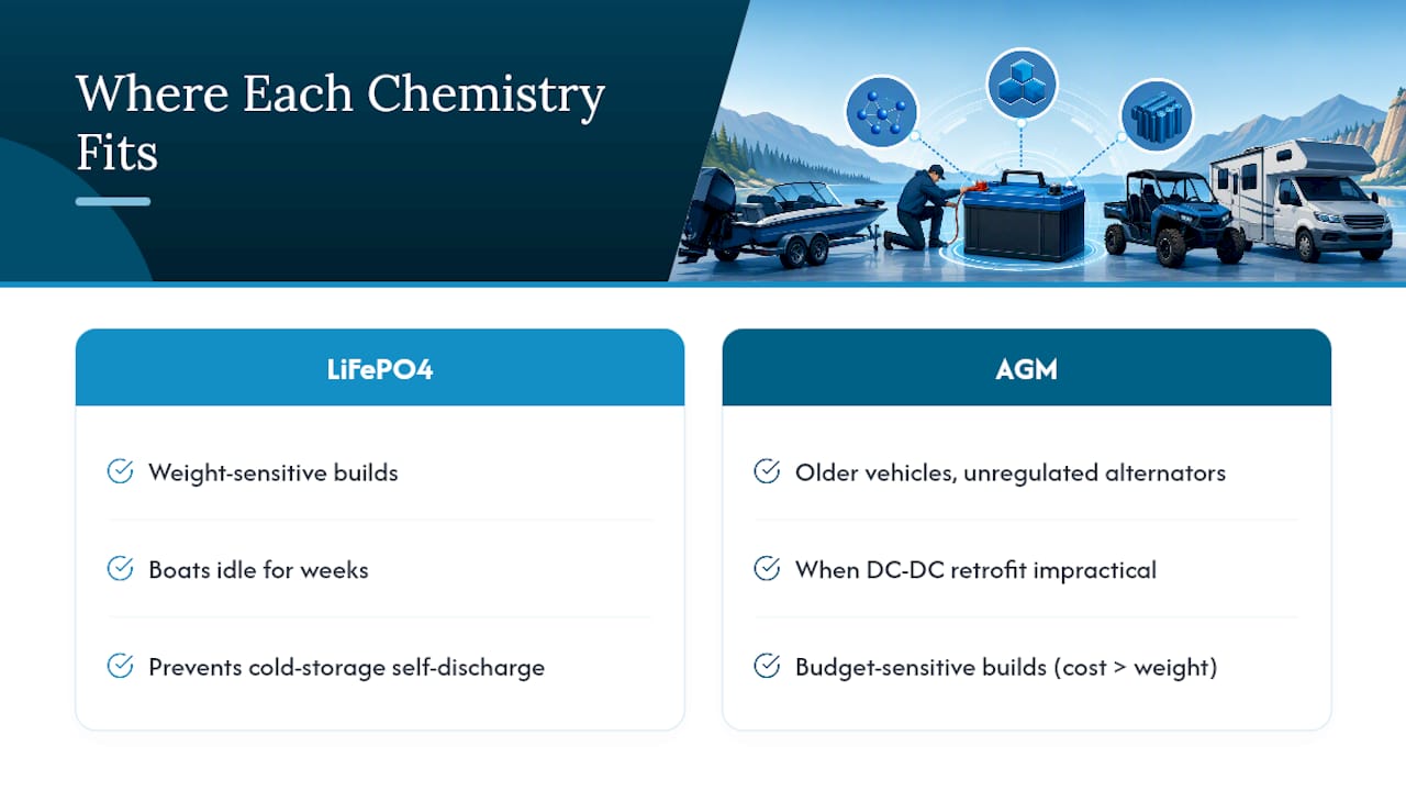 Where Lithium Starters Make Sense, and Where They Don't — overview diagram