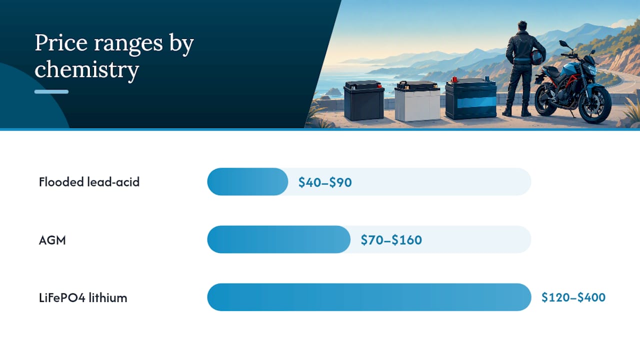 Motorcycle battery chemistry price comparison