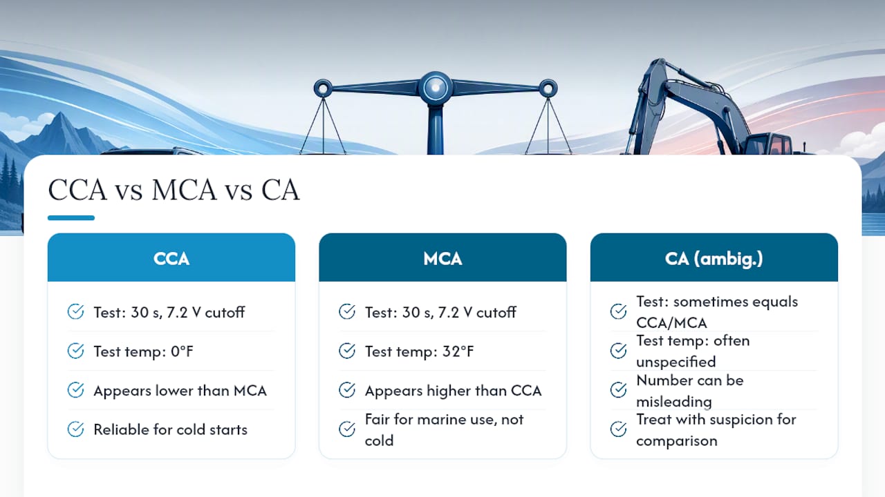 CCA and MCA testing temperature comparison
