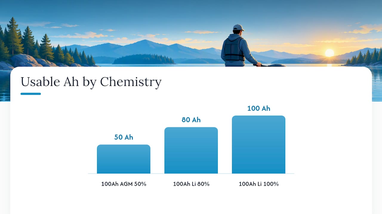 Usable amp-hour comparison for AGM and lithium