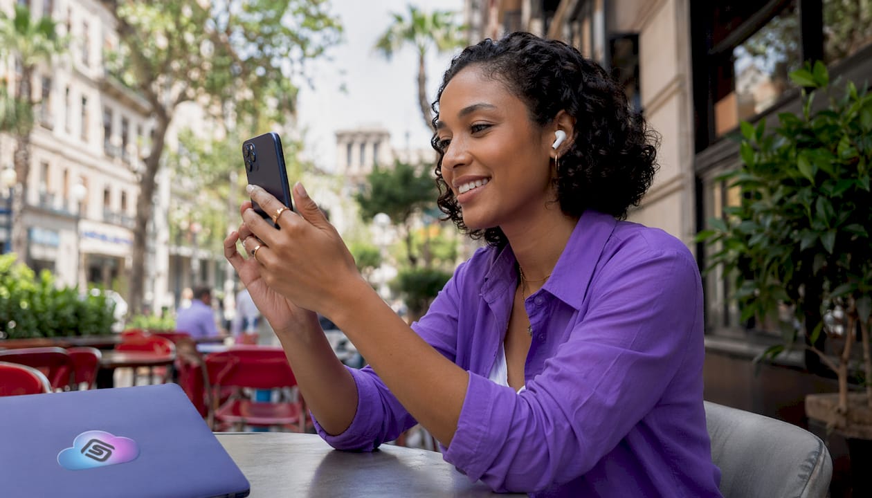 Woman using virtual try-on jewelry app