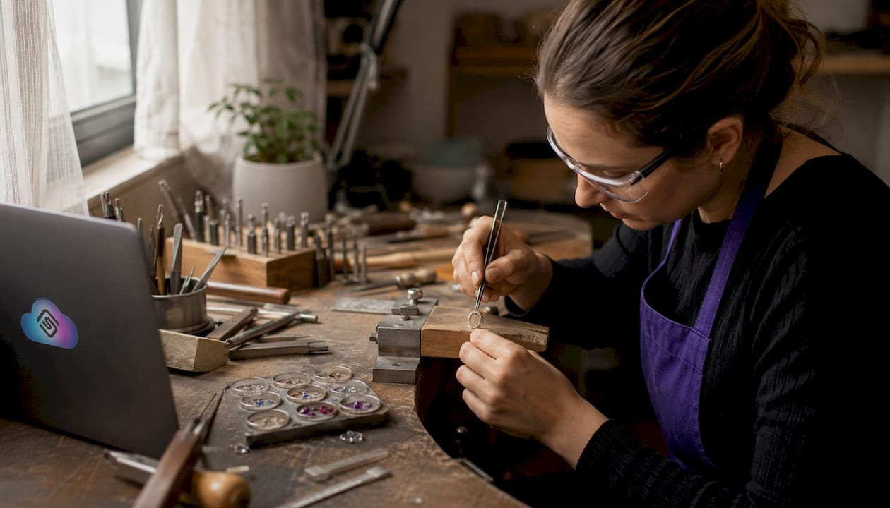 Artisan crafting and assembling jewelry prototype