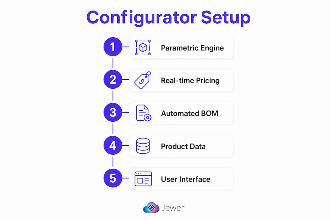 Infographic illustrating custom jewelry configurator components