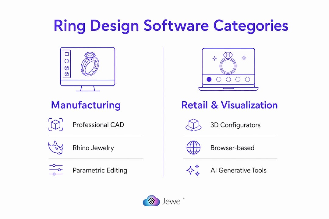 Infographic comparing ring design software categories