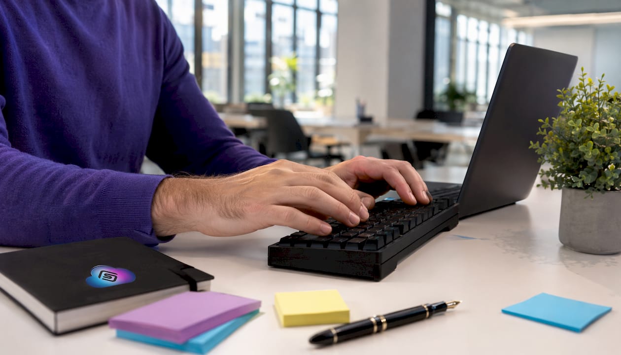 Hands typing code for Jewelcloud-Shopify integration