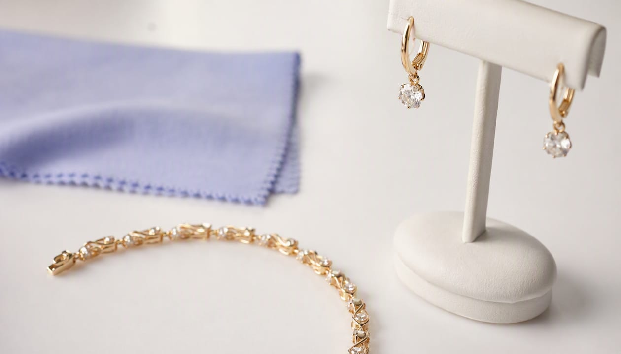 Close-up jewelry product photos on white background