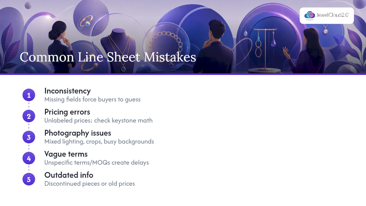 Common Mistakes to Avoid When Creating a Jewelry Line Sheet — overview diagram