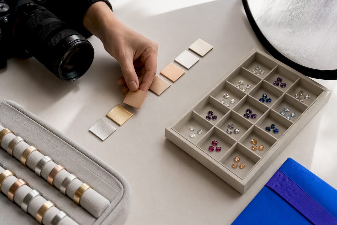 Separate jewelry options prepared for photography