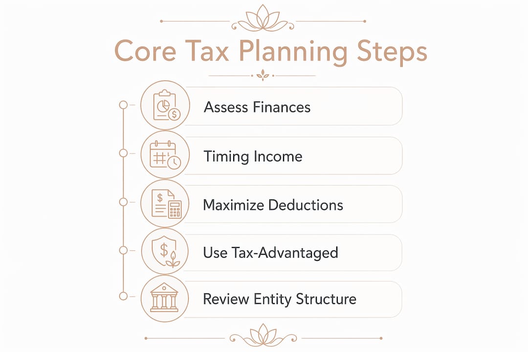 Infographic displaying key tax planning steps