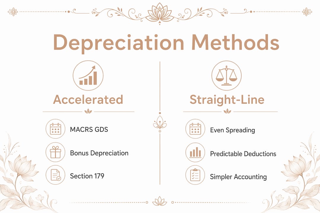 Infographic comparing depreciation methods