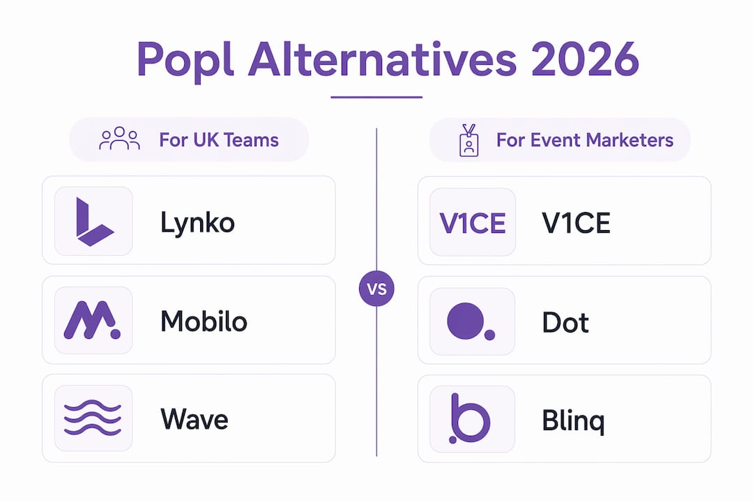Infographic comparing Popl alternatives for UK teams and events