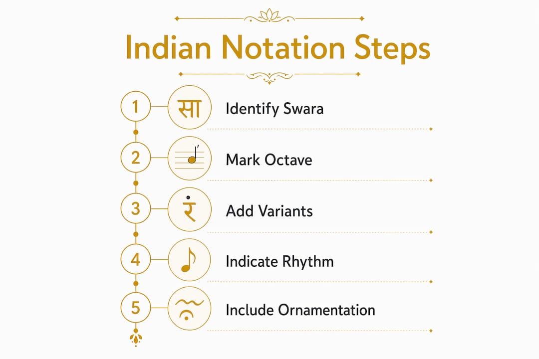 Infographic showing Indian notation reading steps