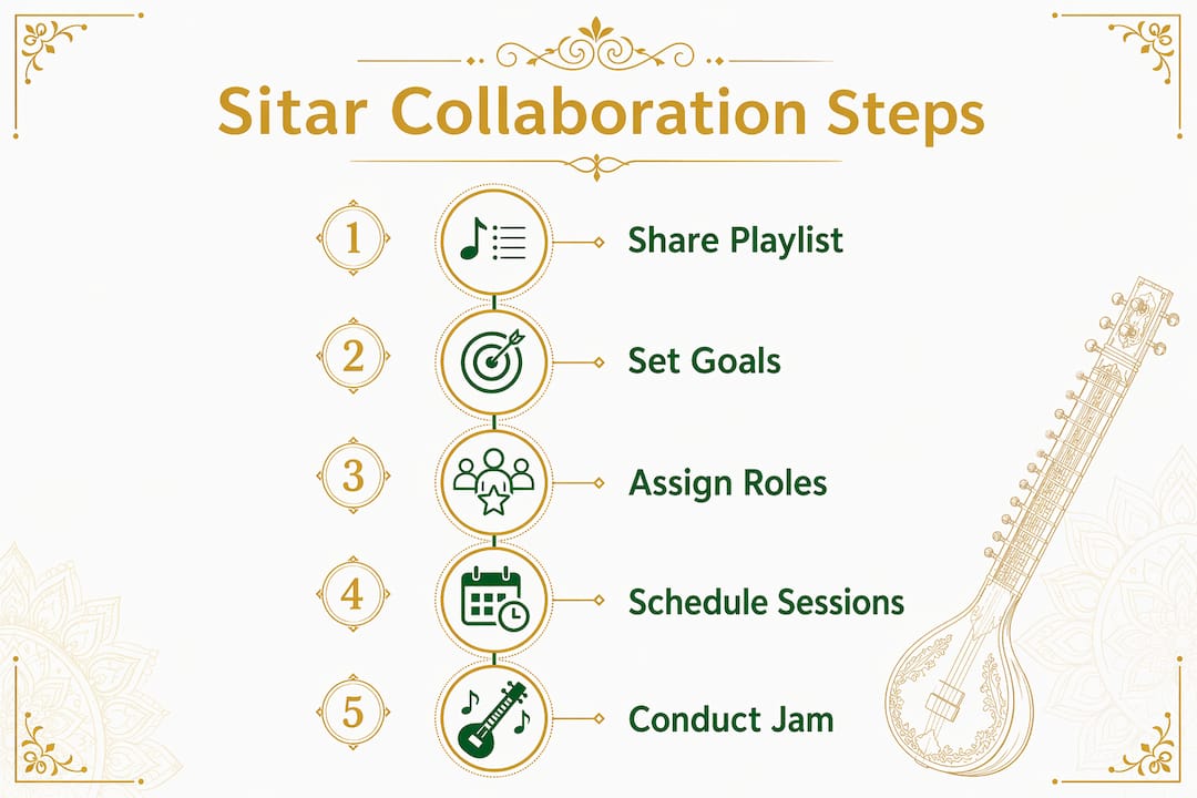 Infographic illustrating sitar collaboration preparation steps