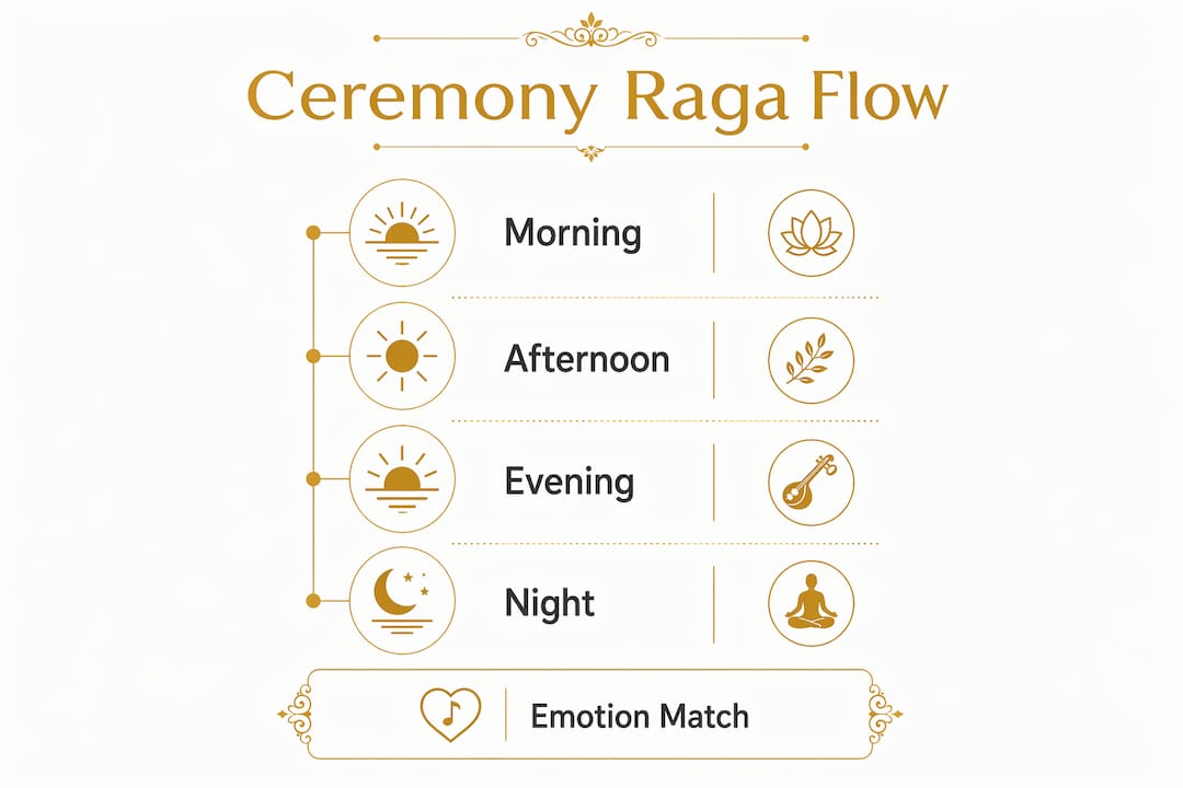 Infographic illustrating raga system stages in ceremonies