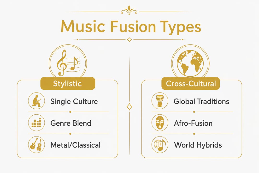 Infographic showing main types of cross-genre music fusion