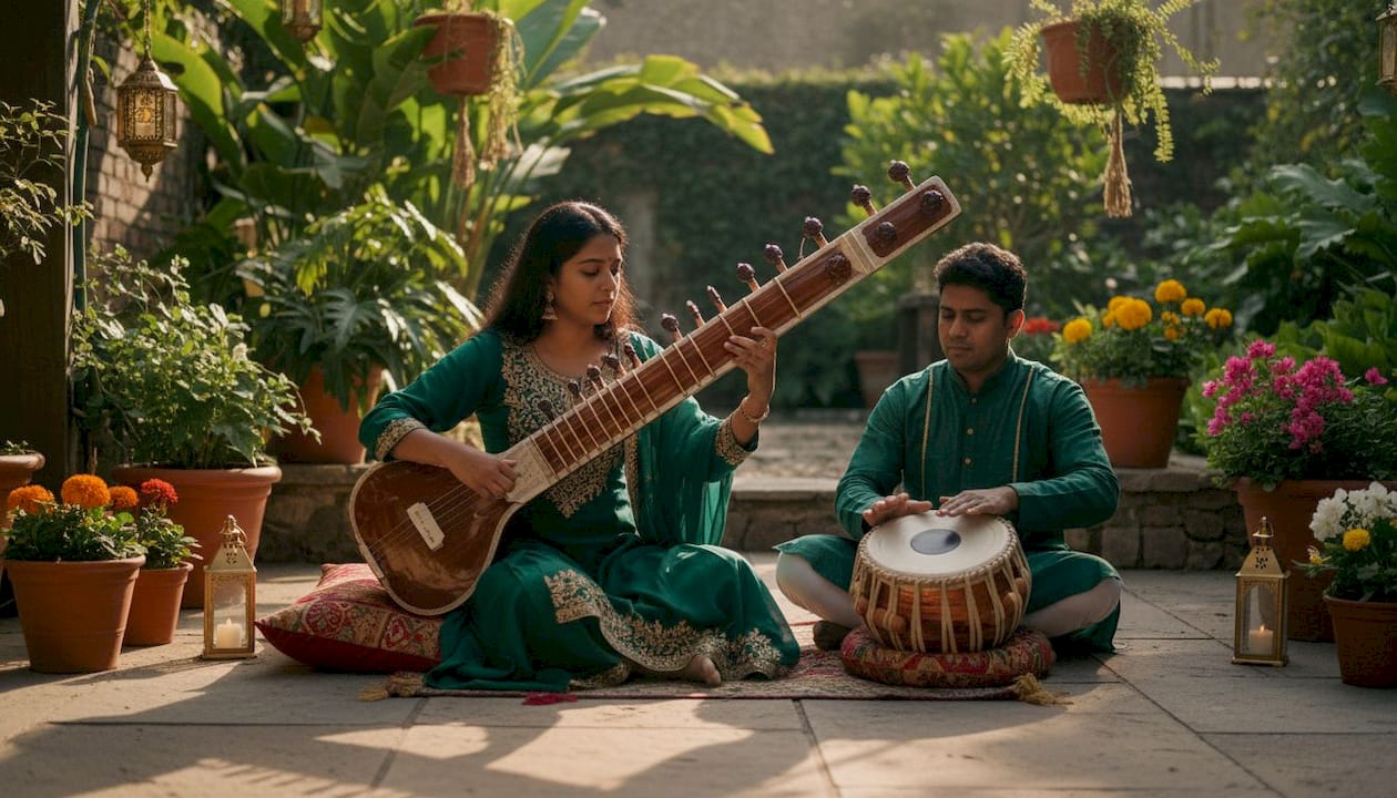 Rajib Karmakar sitarrajib Sitar Music Benefits for Cocktail Hours: A Clear Guide 2 Live sitar and tabla duo performing at event