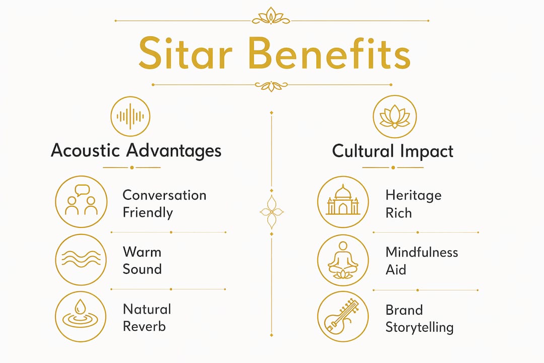 Rajib Karmakar sitarrajib Why Sitar Suits Corporate Events: A 2026 Guide 3 Infographic comparing acoustic and cultural benefits of sitar at events