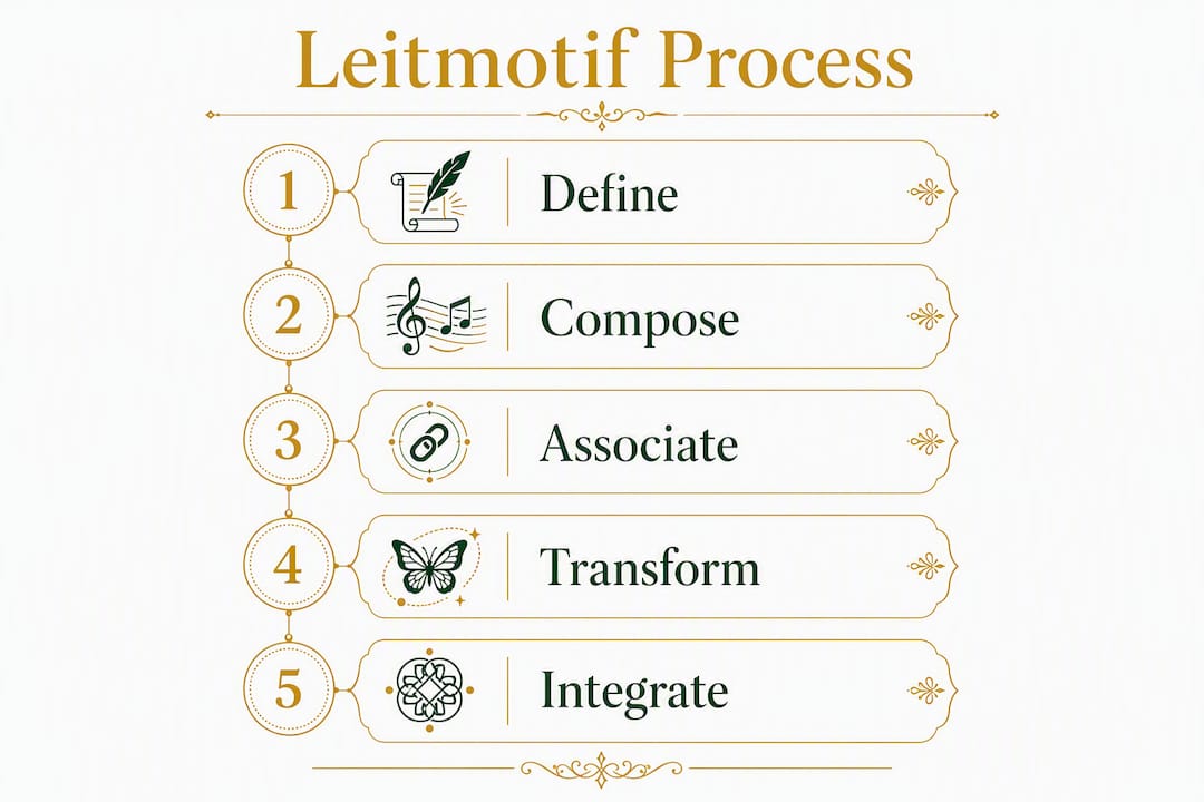 Rajib Karmakar sitarrajib The Role of Leitmotif in Film Music: A Composer's Guide 2 Infographic depicting steps to create and apply leitmotifs