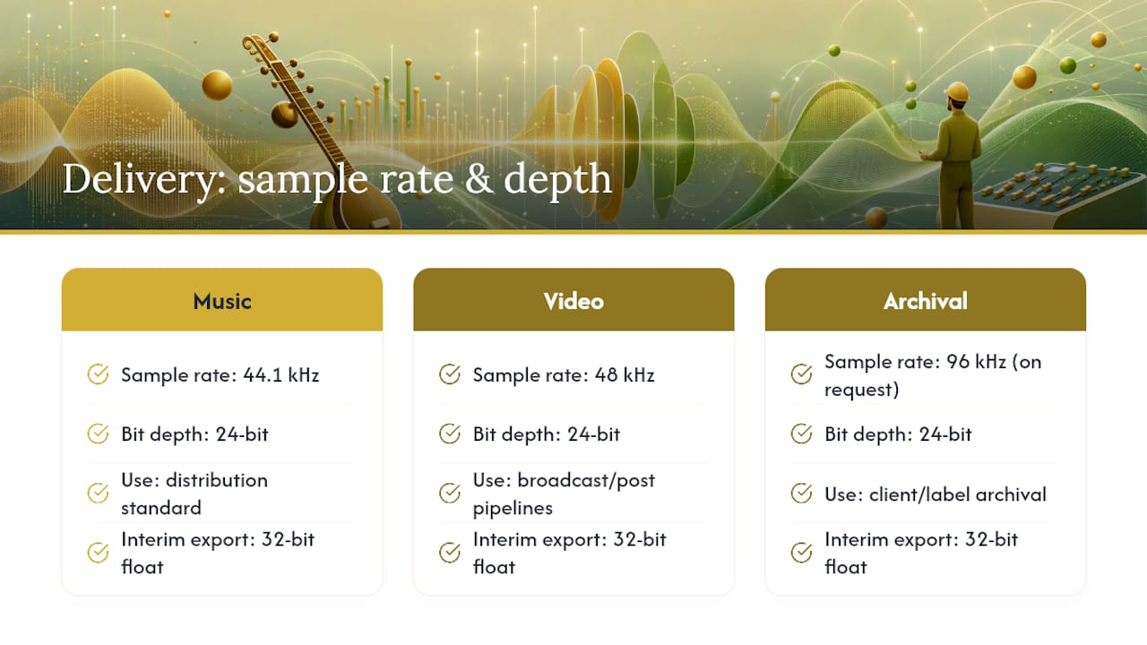 Rajib Karmakar sitarrajib Recording Deliverables for Engineers: Standards and Sitar Essentials 2 Comparison of recording sample rates and bit depths
