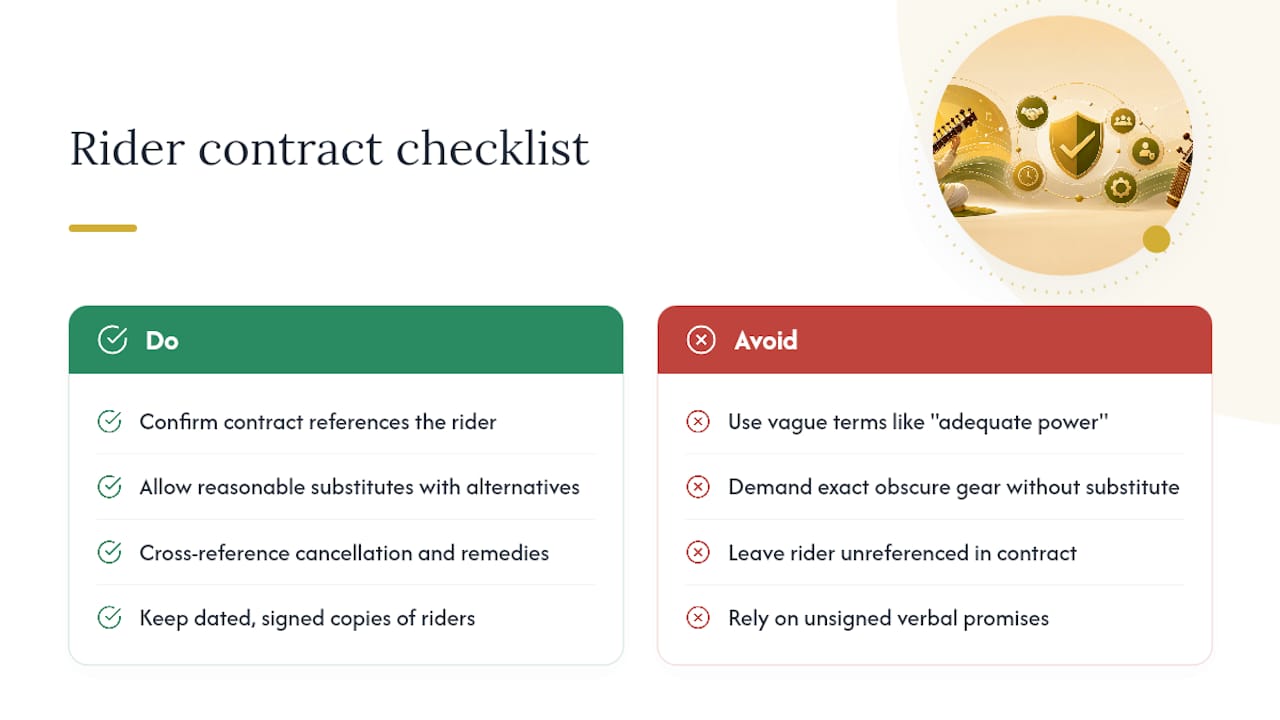 Legal and Contractual Considerations Every Rider Should Address — overview diagram