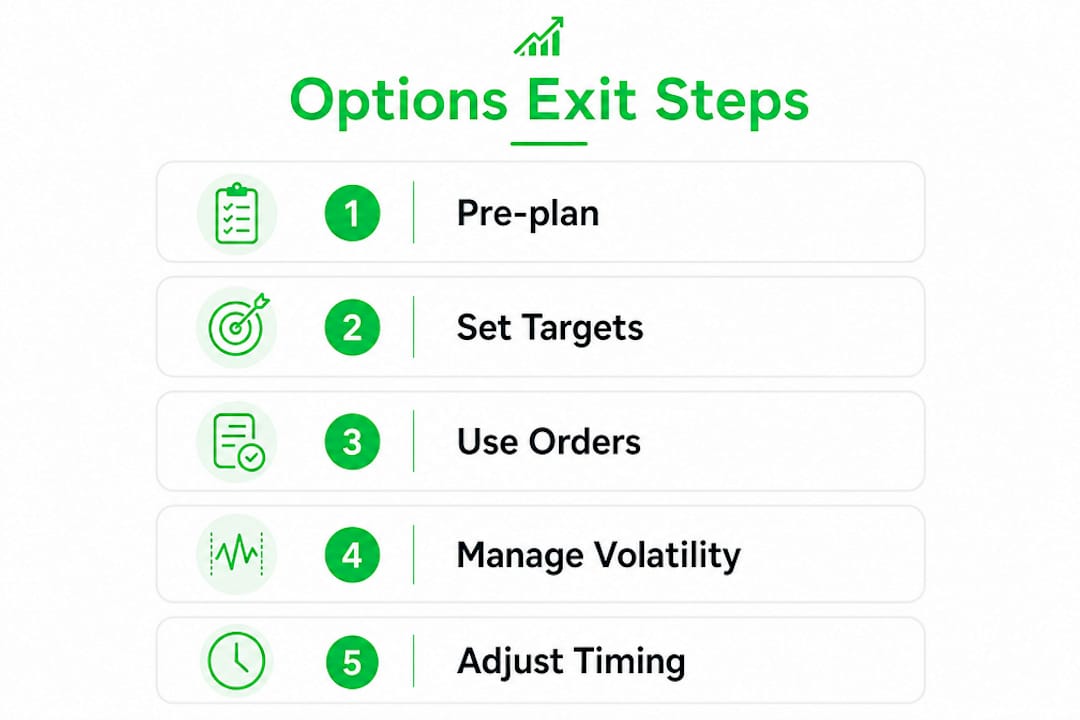 Infographic showing key steps in options exit strategy