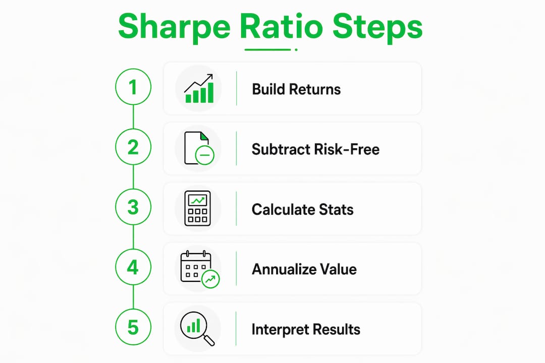 Infographic illustrating Sharpe ratio calculation steps
