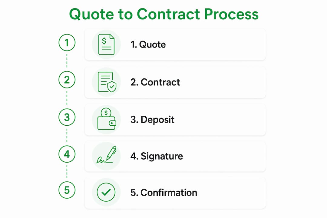 Infographic illustrating event quote to contract stages