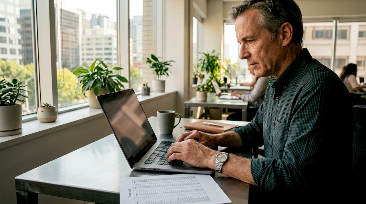 Operations manager entering pricing line items