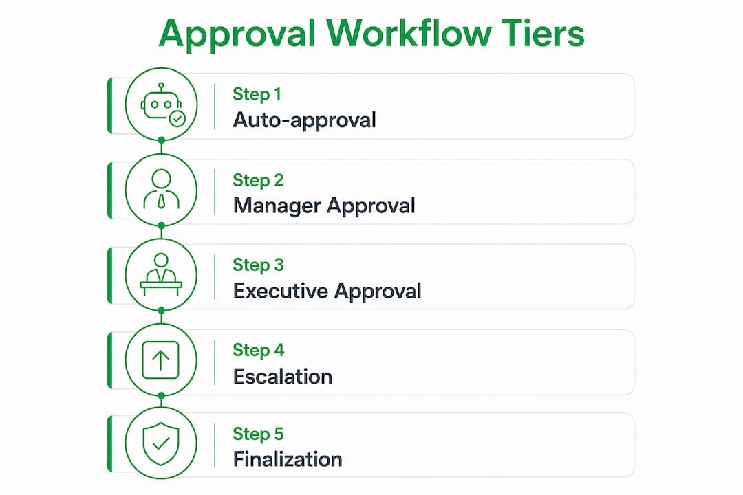 Infographic showing quote approval workflow tiers