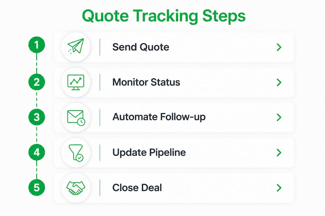 Infographic showing key steps in quote tracking process