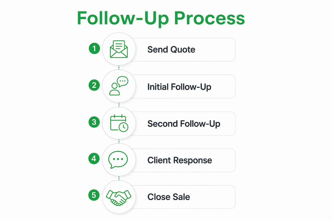 Infographic showing steps in follow-up quote process
