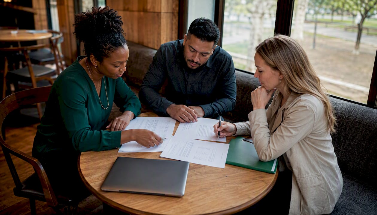 Diverse stakeholders discussing quote approval